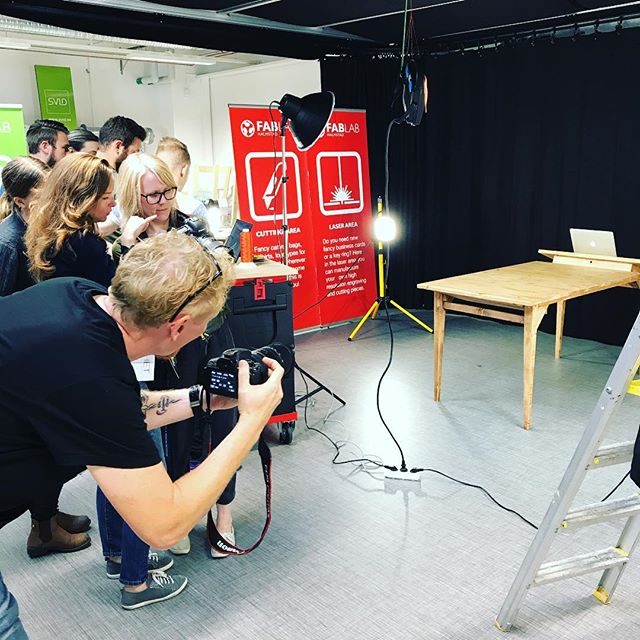 Photoshoot with student projects at #fablab #summercourse #designprojekt #högskolanhalmstad #stolab1907