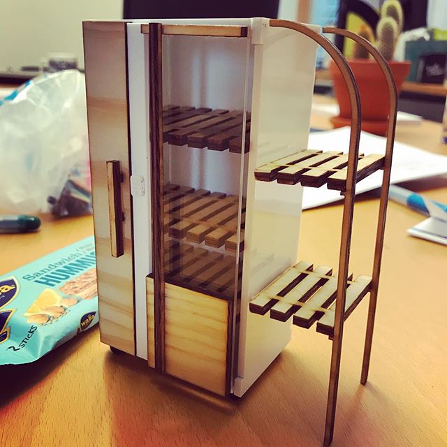 Tiny model of a fridge. ️ laser cutting. #lasercutting #modelmaking #design #urbanplanning #halmstaduniversity